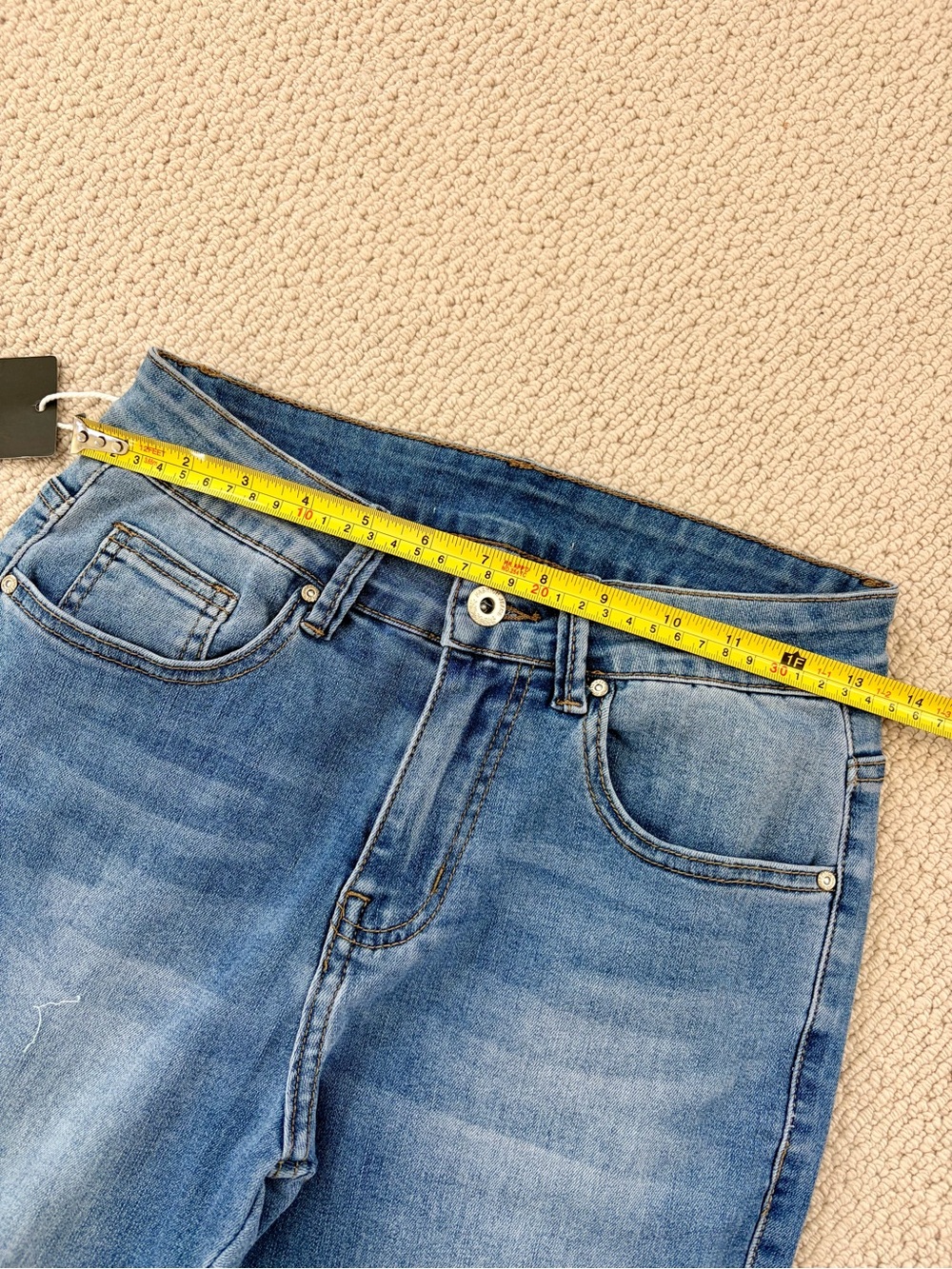 Chartou High-Rise Blue Embroidered Flare Jeans Size XS - Picture 6 of 7